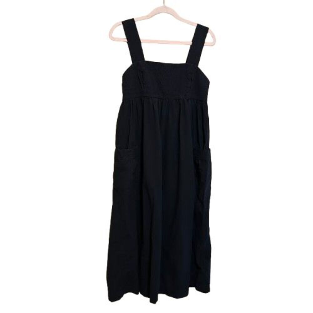 Madewell Cutout-Back Empire Midi Dress Womens Size 10 Pockets Cotton Poplin